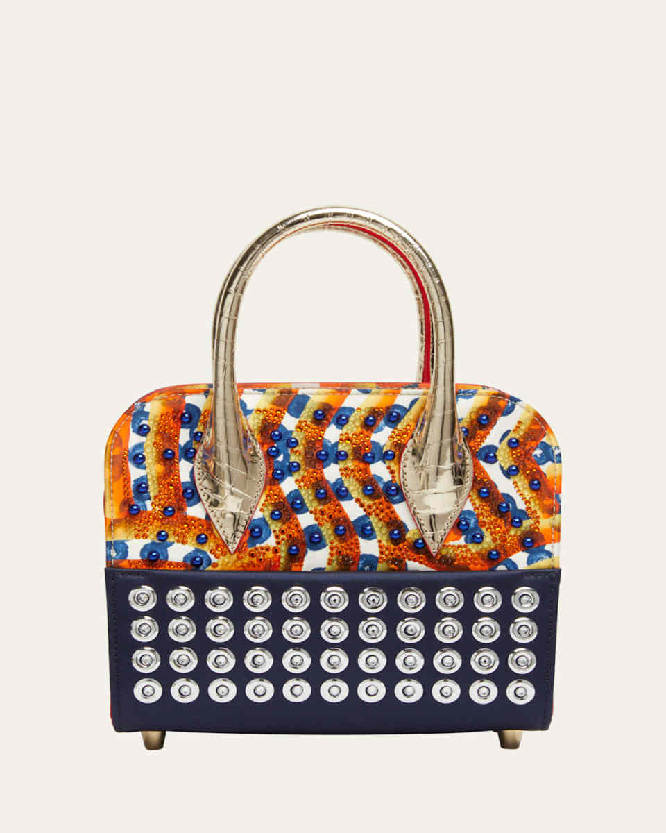 Eloise Mini Top-Handle Bag in Gaagal Embellished Satin and Leather